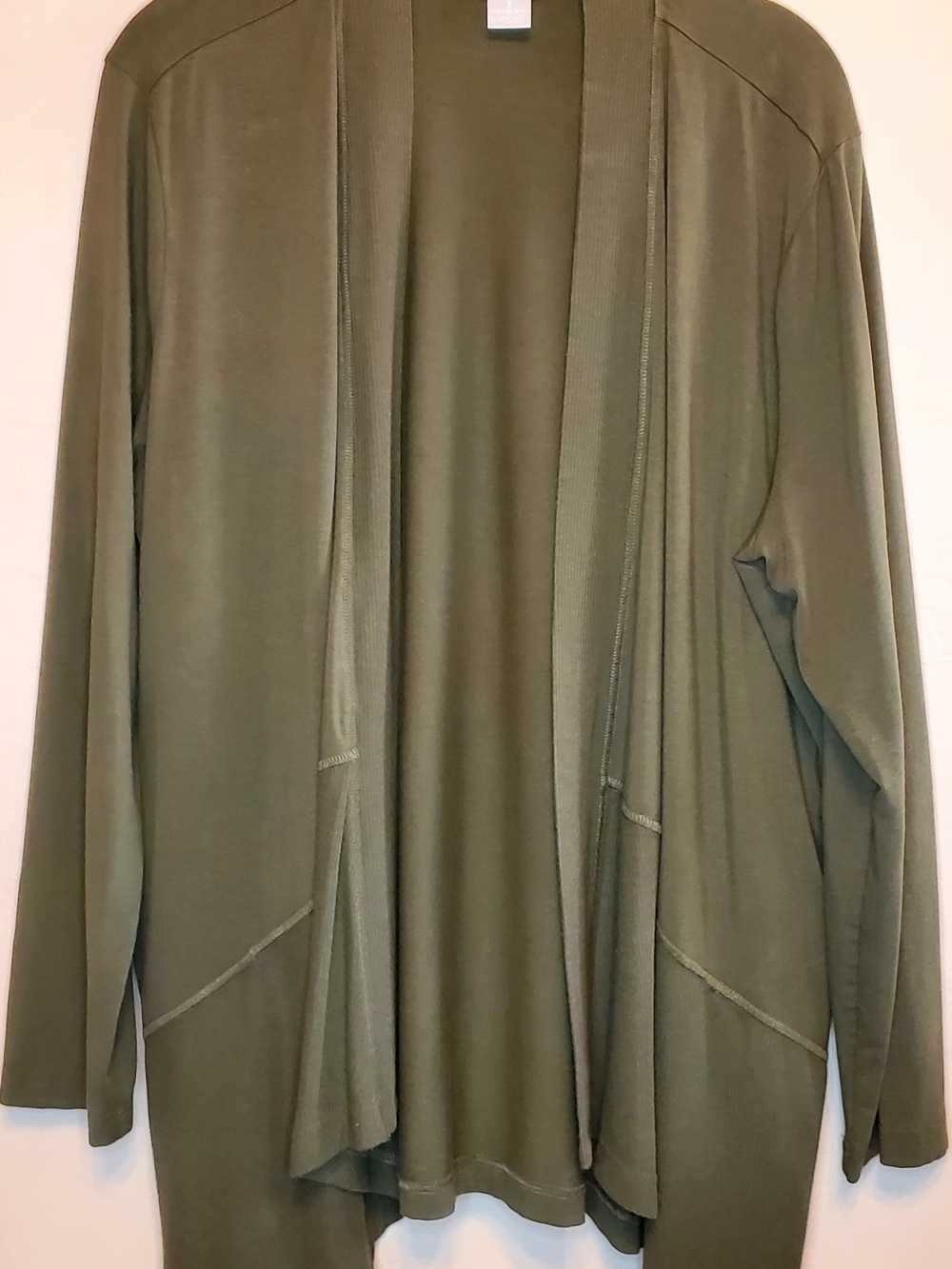Chico's Zenergy Open Front Cardigan Olive Green Size 3